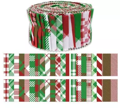 Soimoi, 40 шт., хлопчатобумажные ткани с принтом в рождественскую клетку для квилтинга, полоски для рукоделия, 2,5x42 дюйма, желейный рулет - красный и 1.5x42 inches красный