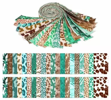 Soimoi 40 шт., хлопковая ткань с принтом кожи животных, предварительно вырезанная ткань для квилтинга, полоски для рукоделия, 2,5x42 дюйма, рулон желе- 1.5x42inches разноцветный