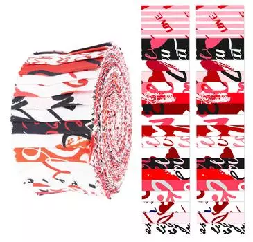 Soimoi 40 шт., хлопковая ткань с принтом в виде сердца Валентина, предварительно вырезанная ткань для квилтинга, полоски для рукоделия, 2,5x42 дюйма, желейный рулон - красный и 1.5x42 inches красный