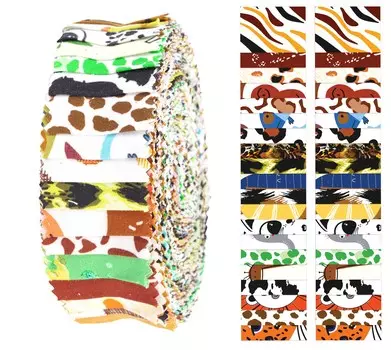 Soimoi 40 шт., предварительно нарезанные полоски ткани с принтом животных, рулоны 1,5x42 дюйма, рулоны хлопкового желе для квилтинга- 1.5x42 inches разноцветный