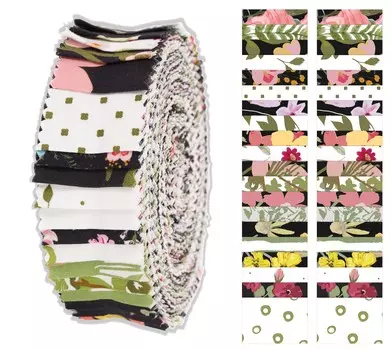 Soimoi 40 шт., предварительно нарезанные полоски ткани с цветочным принтом, рулоны 1,5x42 дюйма, рулоны хлопкового желе для квилтинга- 1.5x42 inches разноцветный