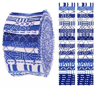 Soimoi 40 шт., предварительно вырезанные хлопчатобумажные ткани с японским принтом сашико для выстегивания ремесленных полосок 2,5x42 дюйма, рулон желе - средний 1.5x42inches средний синий