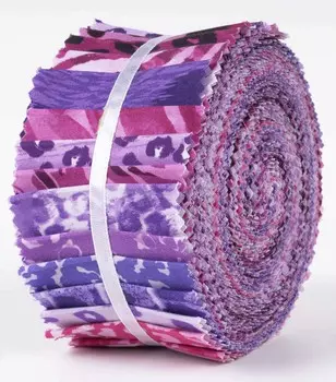 Soimoi 40 шт., предварительно вырезанные хлопковые ткани с принтом животных для квилтинга, полоски для рукоделия, 2,5x42 дюйма, рулон желе- 1.5x42inches фиолетовый