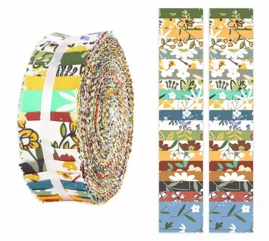 Soimoi 40 шт., предварительно вырезанные хлопковые ткани с цветочным принтом для выстегивания ремесленных полосок 2,5 дюйма, желейный рулон- 1.5x42 inches разноцветный
