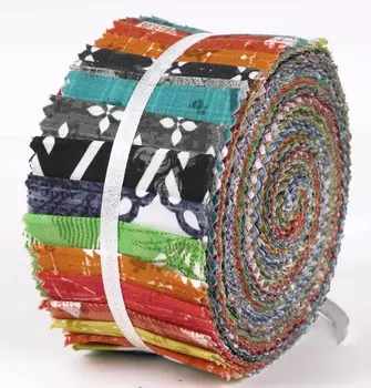 Soimoi 40 шт., предварительно вырезанные хлопковые ткани с геометрическим и текстурным принтом для выстегивания ремесленных полосок 2,5x42 дюйма, рулон желе- 1.5x42inches разноцветный