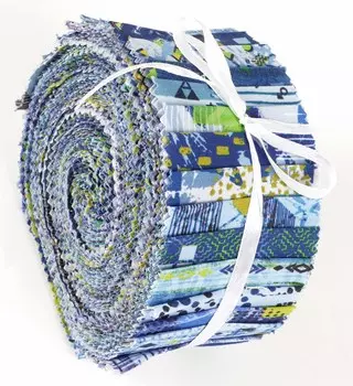 Soimoi 40 шт., предварительно вырезанные хлопковые ткани с геометрическим и текстурным принтом для выстегивания ремесленных полосок 2,5x42 дюйма, рулон желе- 1.5x42inches синий