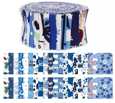Soimoi 40Pcs Baby Boy Print Cotton Precut Fabrics For Quilting Craft Strips 2.5x42inches Jelly Roll - Medium 1.5x42inches синий