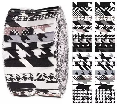 Soimoi 40Pcs Houndstooth Print Cotton Precut Fabrics для выстегивания ремесленных полосок 2,5x42 дюйма Jelly Roll - белый и 1.5x42inches белый