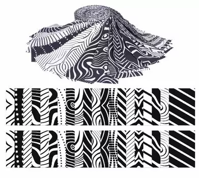 Soimoi 40Pcs Illusion Print Хлопчатобумажные предварительно вырезанные ткани для квилтинга Ремесленные полоски 2,5x42 дюйма Jelly Roll - Белый и 1.5x42 inches белый