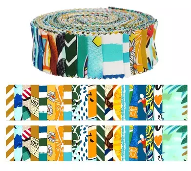 Soimoi 40Pcs Летний принт Предварительно нарезанные полоски ткани Roll Up 1,5x42 дюймов Хлопковое желе Рулоны для квилтинга- 1.5x42 inches разноцветный