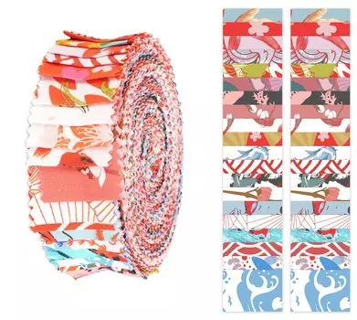 Soimoi 40Pcs Предварительно нарезанные полоски ткани с японским принтом Roll Up 1,5 дюйма Рулоны из хлопкового желе для квилтинга - Red & 1.5x42 inches красный