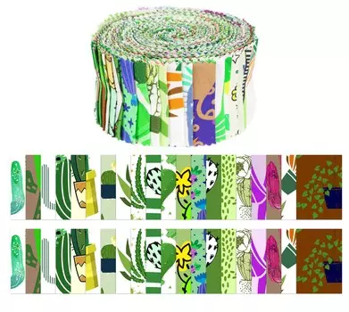 Soimoi 40Pcs Растительный принт Предварительно нарезанные полоски ткани Roll Up 1,5x42 дюйма Рулоны из хлопкового желе для квилтинга - Белый и 1.5x42 inches белый