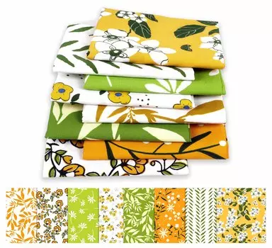 Soimoi 8 Pc Fat Quarter Bundle - Asian Floral Print 18 x 22 DIY Patchwork- 100 Cotton Pre-Cut Quilting Fabric (Green & 18x22 зелёный