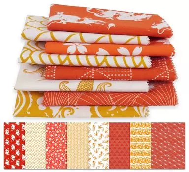 Soimoi 8 Pc Fat Quarter Bundle, азиатская тема, японский принт, 18 x 22 , DIY пэчворк, 100 хлопковая предварительно вырезанная ткань для квилтинга, красный, 18x22