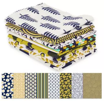 Soimoi 8 Pc Fat Quarter Bundle, азиатский цветочный принт 18 x 22 DIY лоскутное шитье-100 хлопок предварительно вырезанная ткань для квилтинга синий, белый, желтый, 18x22