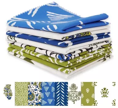 Soimoi 8 Pc Fat Quarter Bundle - азиатский блочный принт 18 x 22 DIY Лоскутная ткань для квилтинга из 100 хлопка 18x22 синий