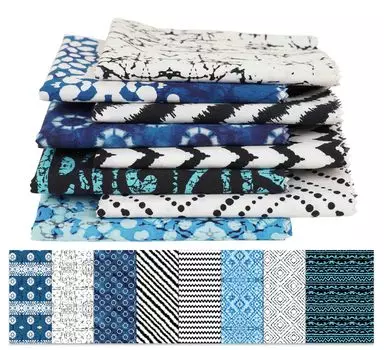 Soimoi 8 Pc Fat Quarter Bundle, азиатский батик с принтом 18 x 22 DIY пэчворк - 100 хлопковая предварительно вырезанная ткань для квилтинга, средняя 18x22 средний синий