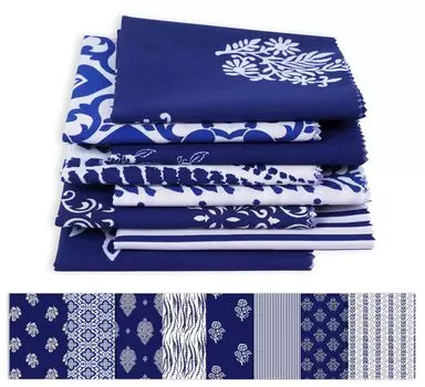 Soimoi 8 Pc Fat Quarter Bundle, азиатский блочный принт 18 x 22 DIY лоскутное шитье - 100 хлопковая предварительно вырезанная ткань для квилтинга темная 18x22 темно-синий
