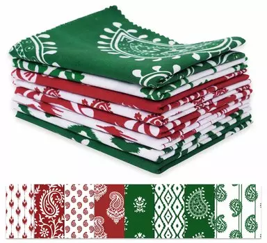 Soimoi 8 Pc Fat Quarter Bundle - Азиатский блок Пейсли с принтом 18 x 22 DIY Пэчворк - 100% хлопка, предварительно вырезанная ткань для квилтинга (Красный & 18x22 красный