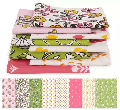 Soimoi 8 Pc Fat Quarter Bundle, азиатский блочный принт 18 x 22 DIY Лоскутная ткань - 100 хлопковая предварительно вырезанная ткань для квилтинга розового, желтого, белого, 18x22