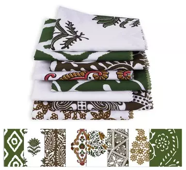 Soimoi 8 Pc Fat Quarter Bundle - азиатский блочный принт 18 x 22 DIY пэчворк - 100 хлопковая предварительно нарезанная ткань для квилтинга (Зеленый & 18x22 зелёный