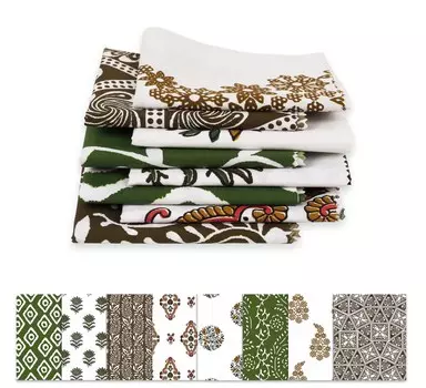 Soimoi 8 Pc Fat Quarter Bundle, азиатский блочный принт 18 x 22 DIY лоскутное шитье - 100 хлопковая предварительно вырезанная ткань для квилтинга, зеленая и 18x22 зелёный