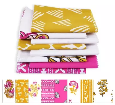 Soimoi 8 Pc Fat Quarter Bundle - азиатский блочный принт 18 x 22 DIY пэчворк - 100 хлопковая предварительно нарезанная ткань для квилтинга (Желтый & 18x22 жёлтый