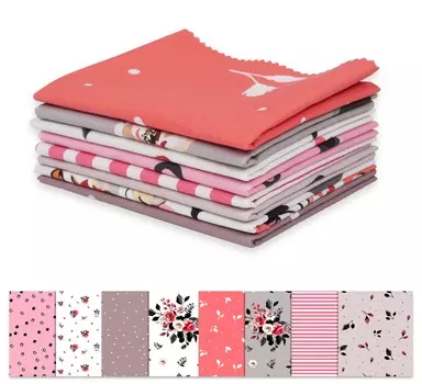 Soimoi 8 Pc Fat Quarter Bundle-Азиатский Ditsy с цветочным принтом 18 x 22 DIY Пэчворк-100 хлопок предварительно вырезанная ткань для квилтинга (пастельный 18x22 розовый