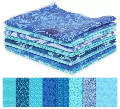 Soimoi 8 Pc Fat Quarter Bundle - Батик с принтом 18 x 22 DIY Пэчворк - 100 хлопковая предварительно нарезанная ткань для квилтинга среднего размера 18x22 inches средний синий
