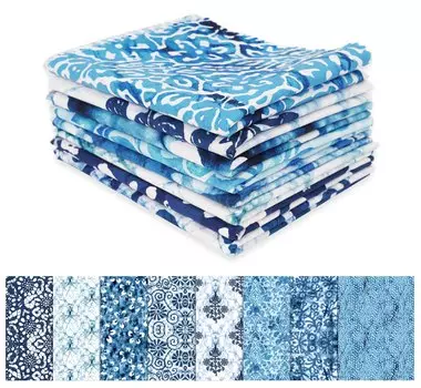 Soimoi 8 Pc Fat Quarter Bundle, батик с принтом 18 x 22 DIY Пэчворк-100 хлопок предварительно вырезанная ткань для квилтинга 18x22 средний синий