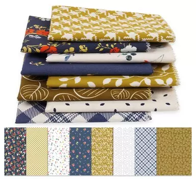 Soimoi 8 Pc Fat Quarter Bundle - Checks & Ditsy Flowers Print 18 x 22 DIY Лоскутная ткань - 100 хлопковая предварительно вырезанная ткань для квилтинга темно-синий 18x22 inches