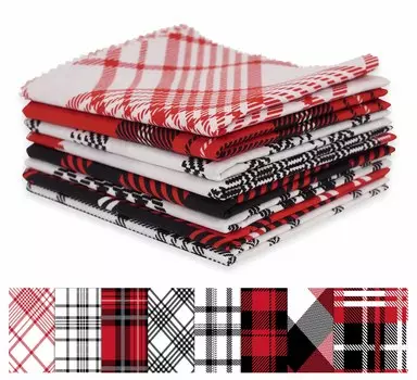 Soimoi 8 Pc Fat Quarter Bundle-Checks And Plaids Print 18 x 22 DIY Лоскутная ткань для квилтинга, предварительно вырезанная из 100 хлопка (Черно-белый & 18x22 чёрный