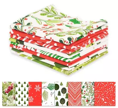 Soimoi 8 Pc Fat Quarter Bundle- Christmas Print 18 x 22 DIY Patchwork- 100 Cotton Pre-Cut Quilting Fabric Red- White & 18x22 красный