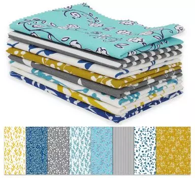 Soimoi 8 Pc Fat Quarter Bundle, Цветочный принт Ditsy 18 x 22 DIY Лоскутная ткань - 100 Хлопок Предварительно нарезанная ткань для квилтинга Синий, Серый, Темный 18x22