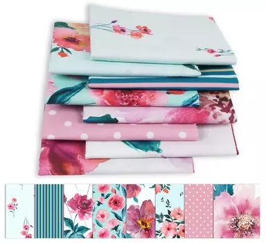 Soimoi 8 Pc Fat Quarter Bundle - Цветочный принт 18 x 22 DIY Пэчворк - 100% хлопка, предварительно вырезанная ткань для квилтинга (Пастельно-розовый и 18x22 розовый