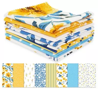 Soimoi 8 Pc Fat Quarter Bundle-цветочный принт 18 x 22 DIY лоскутное шитье-100 хлопок предварительно вырезанная ткань для квилтинга сине-желтая и 18x22 inches