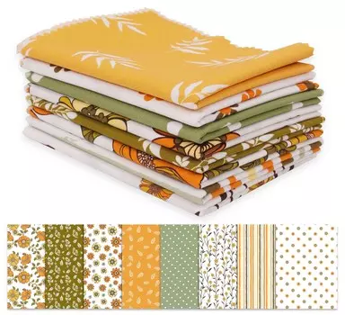 Soimoi 8 Pc Fat Quarter Bundle, Летняя цветочная коллекция с принтом 18 x 22 DIY Пэчворк - 100 хлопковая предварительно вырезанная ткань для квилтинга Оранжевый, Оливковый 18x22