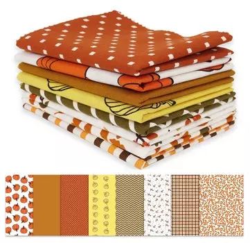 Soimoi 8 Pc Fat Quarter Bundle, осенне-осенняя тема с принтом 18 x 22 DIY пэчворк - 100 хлопковая предварительно вырезанная ткань для квилтинга оранжевый, коричневый, 18x22