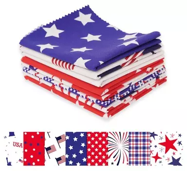 Soimoi 8 Pc Fat Quarter Bundle- Patriotic American Flag Star Print 18 x 22 DIY Patchwork- 100 Cotton Pre-Cut Quilting Fabric Red & 18x22 красный