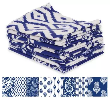 Soimoi 8 Pc Fat Quarter Bundle - Пейсли с принтом 18 x 22 DIY Лоскутная ткань - 100 хлопковая предварительно нарезанная ткань для квилтинга 18x22 синий