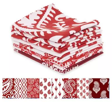 Soimoi 8 Pc Fat Quarter Bundle - Пейсли с принтом 18 x 22 DIY Лоскутная ткань - 100 хлопковая предварительно нарезанная ткань для квилтинга 18x22 красный