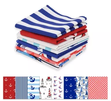 Soimoi 8 Pc Fat Quarter Bundle, прибрежная морская печать 18 x 22 DIY Пэчворк-100 хлопковая предварительно вырезанная ткань для квилтинга красная и 18x22 красный