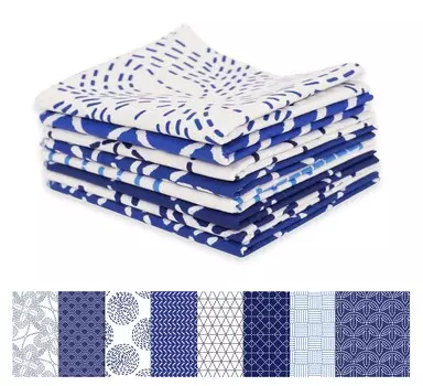Soimoi 8 Pc Fat Quarter Bundle, японский сашико с принтом 18 x 22 DIY пэчворк - 100 хлопковая предварительно вырезанная ткань для квилтинга белая и 18x22 белый