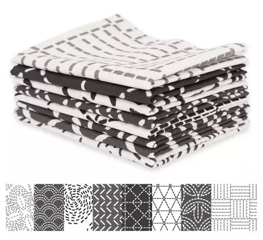 Soimoi 8 Pc Fat Quarter Bundle - японский сашико с принтом 18 x 22 DIY лоскутное шитье - предварительно вырезанная стеганая ткань из 100 хлопка (Чернить & 18x22 чёрный