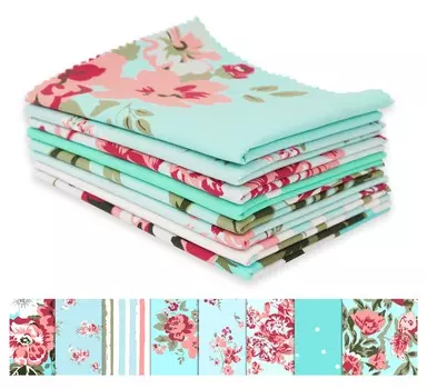 Soimoi 8 Pc Fat Quarter Bundle- Retirement Party Celebration Retired Invite Cards Retro Floral Print 18 x 22 DIY Patchwork- 100 Cotton 18x22 зелёный