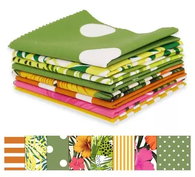 Soimoi 8 Pc Fat Quarter Bundle - Тропический принт 18 x 22 Пэчворк сделай сам - 100% хлопка, предварительно вырезанная ткань для квилтинга (Зеленый & 18x22 зелёный