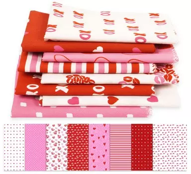 Soimoi 8 Pc Fat Quarter Bundle - Валентина тема любви с принтом 18 x 22 DIY лоскутное шитье - 100 хлопковая предварительно вырезанная ткань для квилтинга розово-белая и 18x22 inches