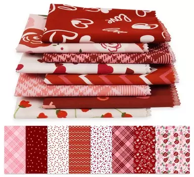 Soimoi 8 Pc Fat Quarter Bundle, Valentine Print 18 x 22 DIY Пэчворк-100 Хлопок Предварительно вырезанная ткань для квилтинга Красный и 18x22 inches красный