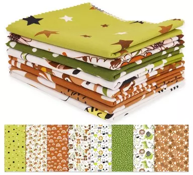 Soimoi, 8 шт., комплект Fat Quarter, детский принт, 18 x 22 дюйма, лоскутная ткань своими руками, предварительно нарезанная ткань из 100 хлопка, зеленая и 18x22 inches зелёный