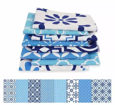 Soimoi, 8 шт., комплект Fat Quarter, мозаичный принт, 18 x 22 дюйма, лоскутное шитье своими руками - 100 хлопковая предварительно нарезанная ткань для квилтинга, темно-синяя и светлая 18x22